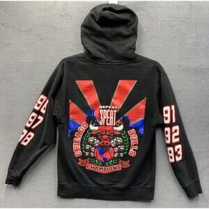 Vtg Supply & Demand Pullover Hoodie Repeat 3Peat Chicago Bulls History Medium
